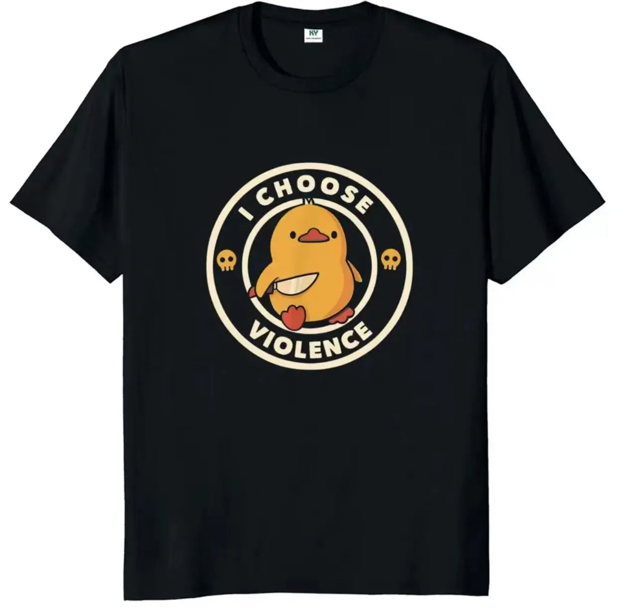 I Choose Violence T Shirt Funny Duck Humor Slogan Streetwear Oversized Casual 100% Cotton O-neck EU Size T-shirts 80034
